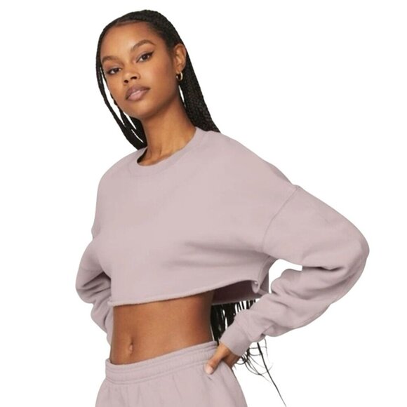 Alo Extreme Crop Crewneck Lavender Pink Sweatshirt Size XS - Picture 4 of 5